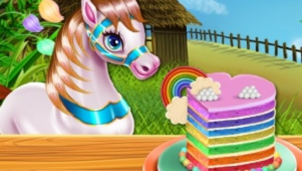 Pony Cooking Rainbow Cake