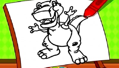 Easy Kids Coloring Dinosaur