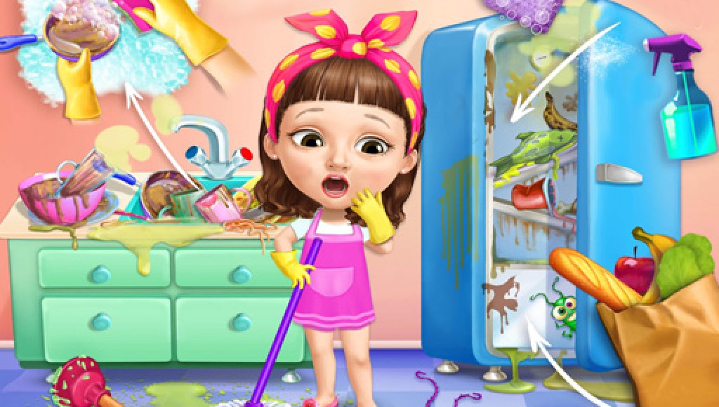 Sweet Baby Girl Clean Up Messy House