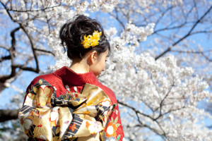 Look : en soie et fleurs de cerisier