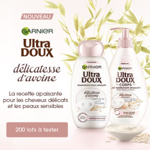 Lots shampoing et lait hydratant Ultra Doux de Garnier à tester GRATUITEMENT