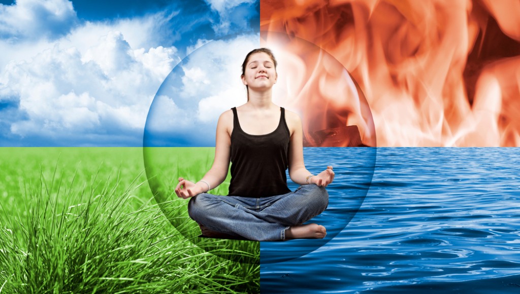 La méditation des éléments (terre, eau, feu, air)