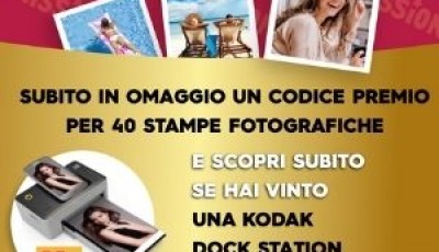 Bauli ti regala un Codice Premio per stampe fotografiche PhotoSì e una Stampante Kodak Dock Station