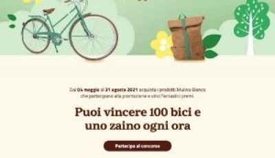 \"Vinci in leggerezza\" zaini impermeabili e biciclette artigianali con Mulino Bianco