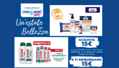 Spendi e riprendi 15 euro con il Cahsback Borotalco e Acqua alle Rose!
