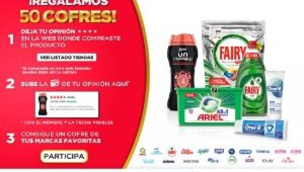 50 COFRES GRATIS DE DETERGENTE ARIEL Y FAIRY