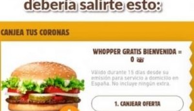 WHOPPER DE BURGER KING GRATIS A DOMICILIO