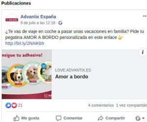 CONSIGUE GRATIS TU PEGATINA MASCOTA A BORDO DE ADVANTIX