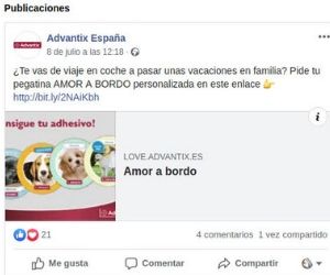 CONSIGUE GRATIS TU PEGATINA MASCOTA A BORDO DE ADVANTIX