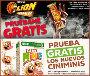 PRUEBA GRATIS BARRITAS LION Y CEREALES CINI MINIS DE NESTLÉ