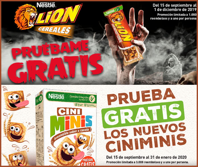 PRUEBA GRATIS BARRITAS LION Y CEREALES CINI MINIS DE NESTLÉ
