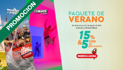 15% de descuento + $5 dólares de rebaja parques con la promoción Vacaciones de Verano de Xcaret
