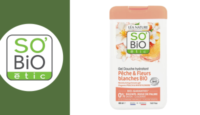 Testez gratuitement le gel douche hydratant Pêche & Fleurs Blanches de SO’Bio Etic