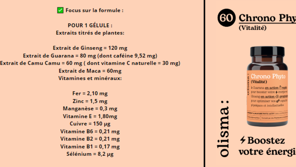Testez gratuitement une cure Chrono Phyto Vitalité d’Olisma