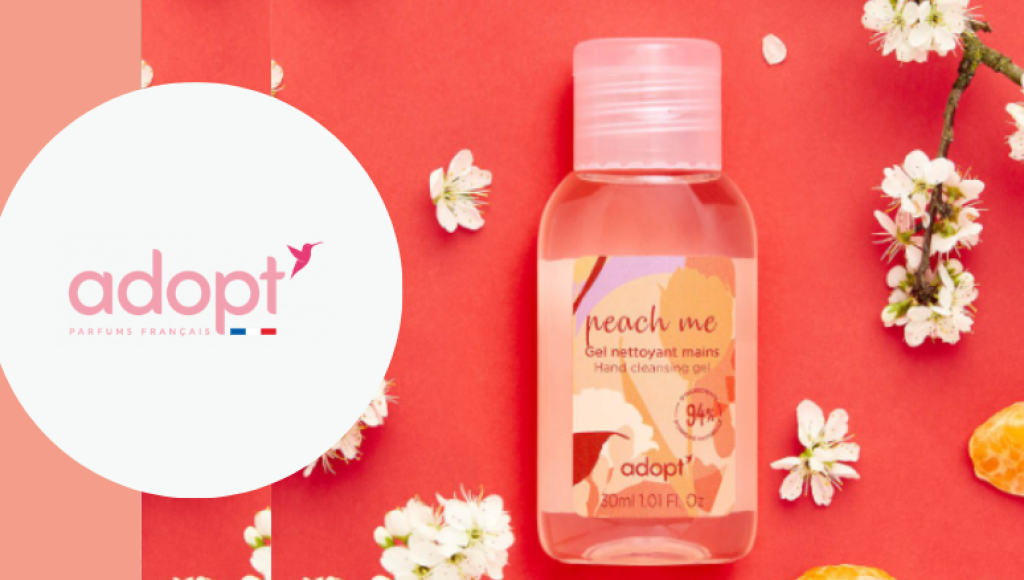 Testez gratuitement le gel nettoyant mains peach me d\'Adopt