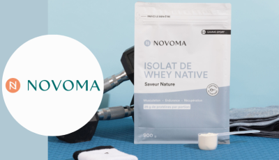 Testez gratuitement l\'isolat de whey native en poudre de Novoma