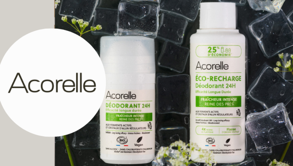 Testez gratuitement le déodorant Roll-On 24h fraîcheur intense certifié BIO et don éco-recharge de Acorelle