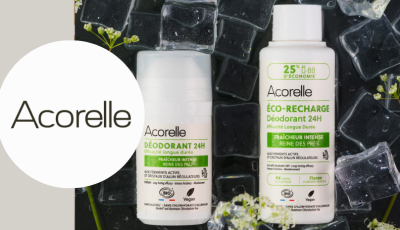 Testez gratuitement le déodorant Roll-On 24h fraîcheur intense certifié BIO et don éco-recharge de Acorelle