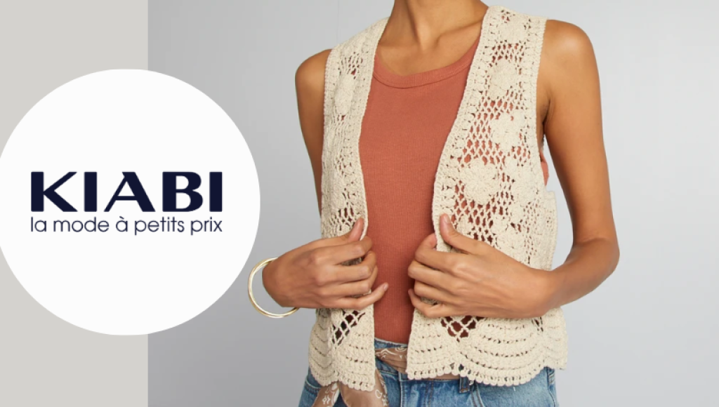 Testez gratuitement le gilet sans manches en crochet de Kiabi