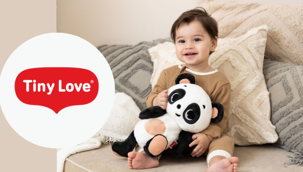 Testez gratuitement la peluche snuggly buddy panda de Tiny Love