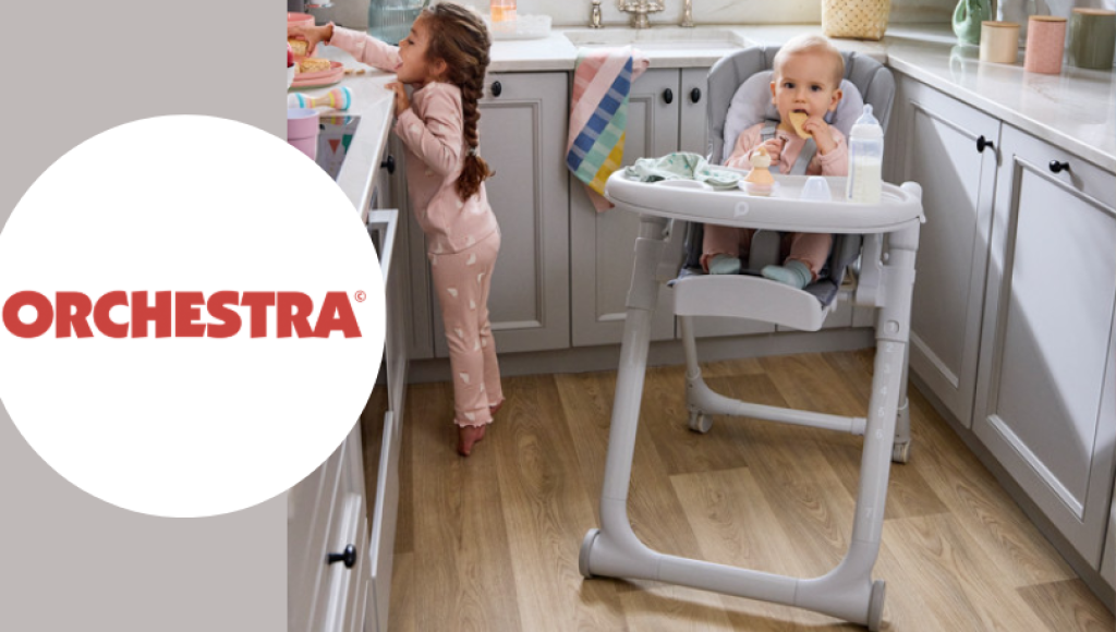 Testez gratuitement la chaise haute réglable multifonctions Harper Prémaman de Orchestra