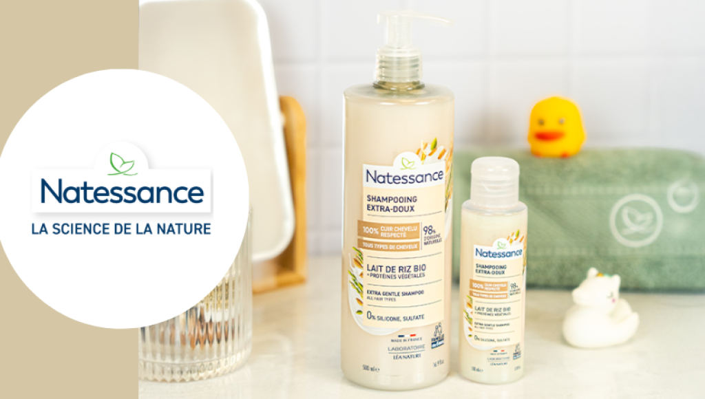 Testez gratuitement le shampooing extra-doux au lait de riz bio de Natessance
