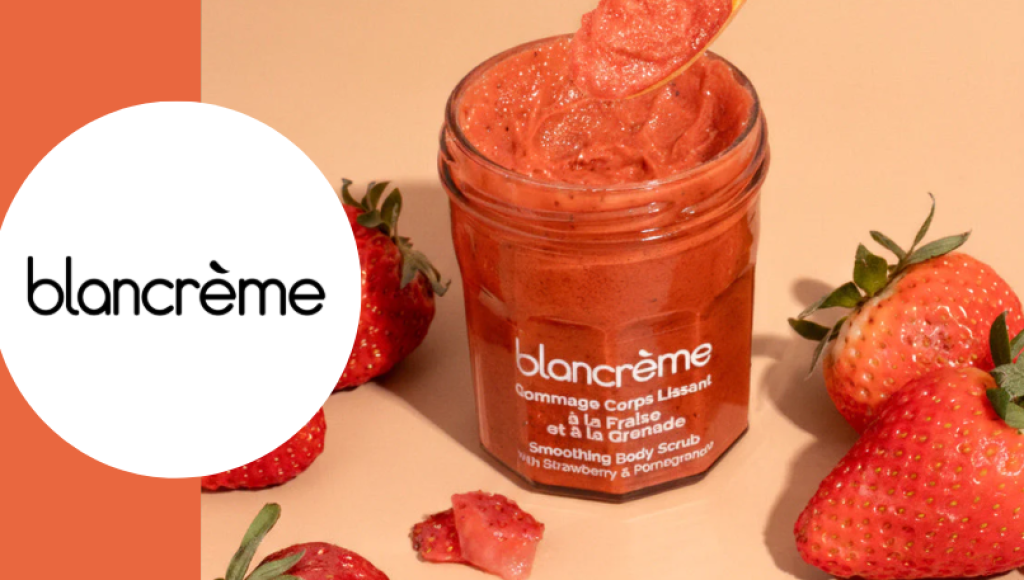 Testez gratuitement les gommages corps lissant fraise et grenade de Blancrème