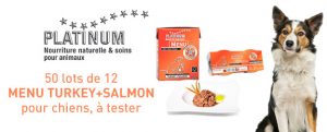 Testez gratuitement un lot pour chiens « MENU Turkey + Salmon PLATINUM »