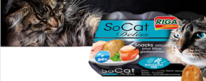 Des friandises pour chats SoCat Deliss de Riga gratuites.